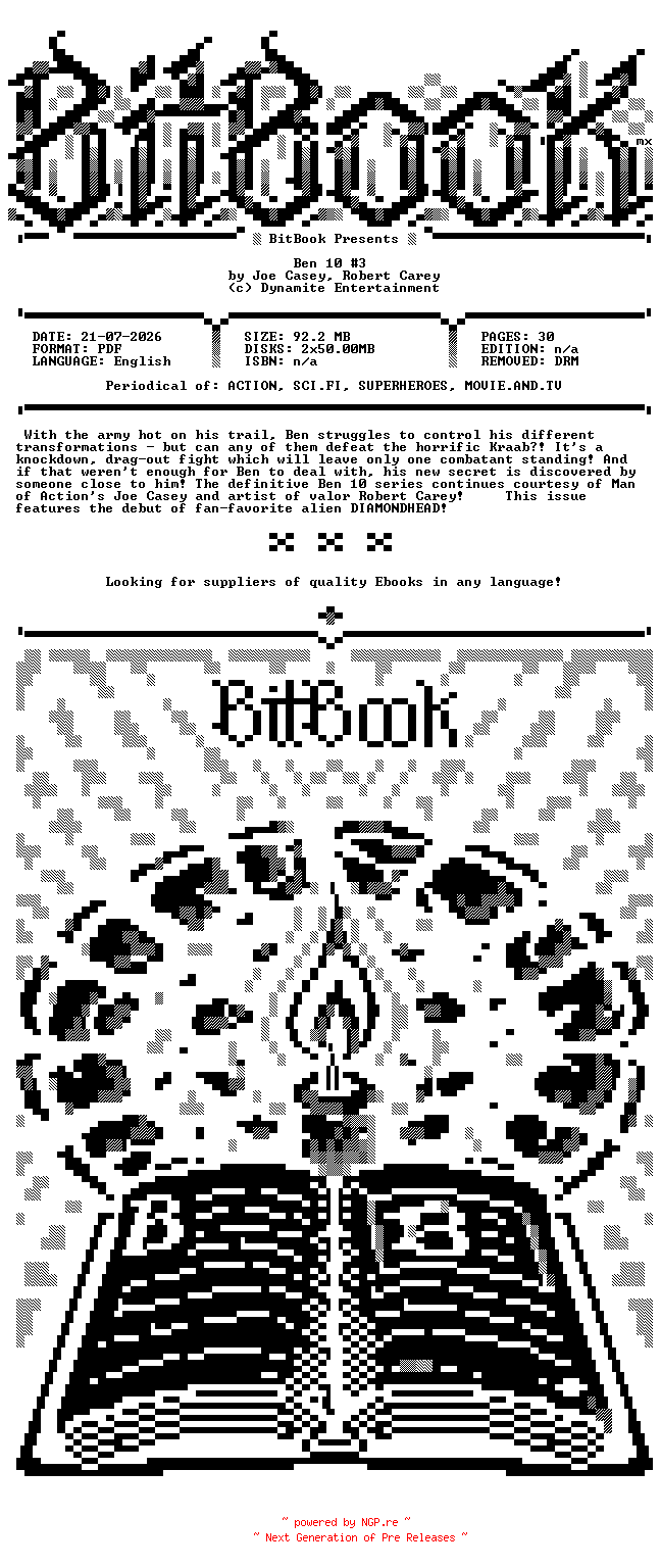 NFO for the release Dynamite.-.Ben.10.No.03.2026.Hybrid.Comic.eBook-BitBook by BitBook