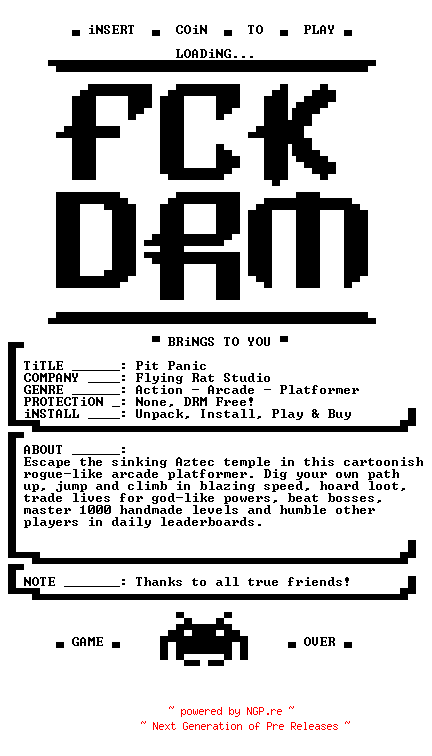 NFO for the release Pit.Panic-FCKDRM by FCKDRM