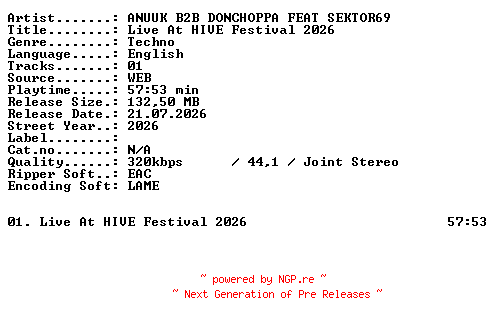 NFO for the release ANUUK_B2B_DONCHOPPA_FEAT_SEKTOR69-Live_At_HIVE_Festival_2026-WEB-2026-XTC_iNT by XTC_iNT