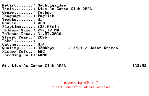NFO for the release Nachtigaller-Live_At_Gotec_Club_2026-WEB-2026-XTC_iNT by XTC_iNT