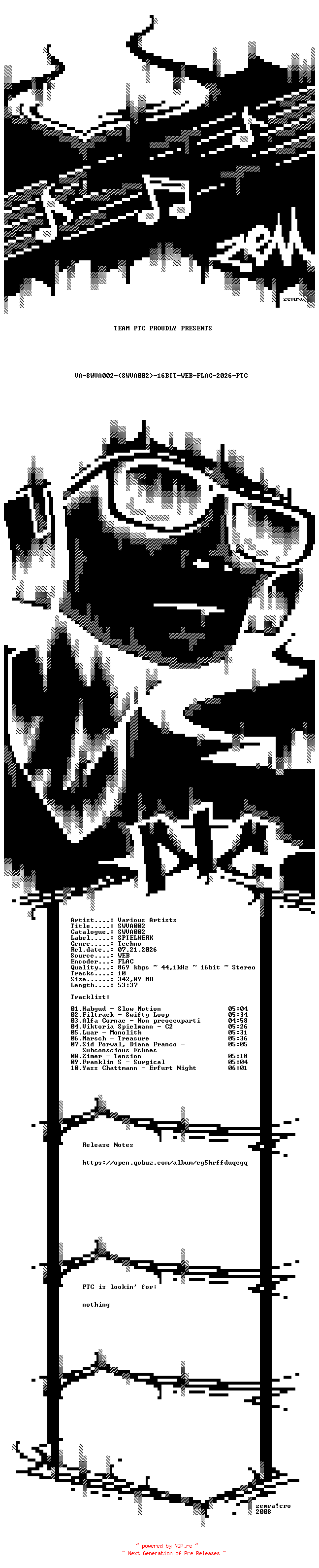 NFO for the release VA-SWVA002-(SWVA002)-16BIT-WEB-FLAC-2026-PTC by PTC