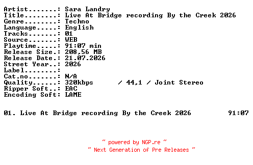 NFO for the release Sara_Landry-Live_At_Bridge_recording_By_the_Creek_2026-WEB-2026-XTC_iNT by XTC_iNT