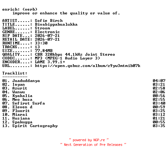 NFO for the release Sofie_Birch-Bivabippabualukka-WEB-2026-ENRiCH by ENRiCH