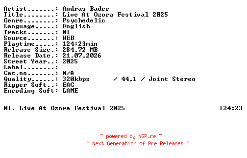 NFO for the release Andras_Bader-Live_At_Ozora_Festival_2025-WEB-2025-XTC_iNT by XTC_iNT