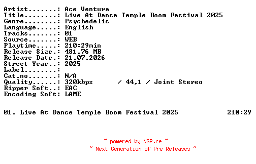 NFO for the release Ace_Ventura-Live_At_Dance_Temple_Boom_Festival_2025-WEB-2025-XTC_iNT by XTC_iNT