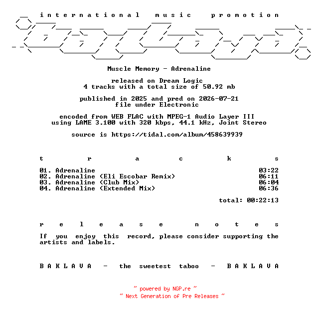 NFO for the release Muscle_Memory-Adrenaline-WEB-2025-BAKLAVA by BAKLAVA