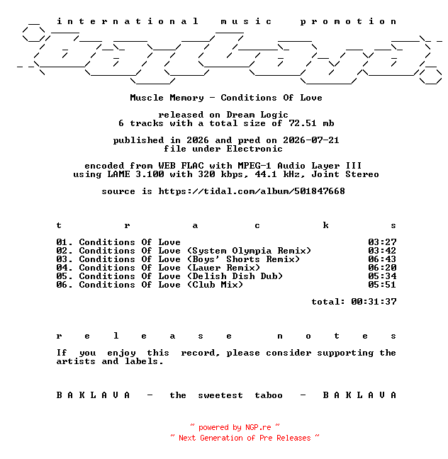 NFO for the release Muscle_Memory-Conditions_Of_Love-WEB-2026-BAKLAVA by BAKLAVA