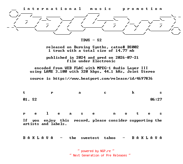 NFO for the release TDWS-S2-(BS002)-SINGLE-WEB-2024-BAKLAVA by BAKLAVA