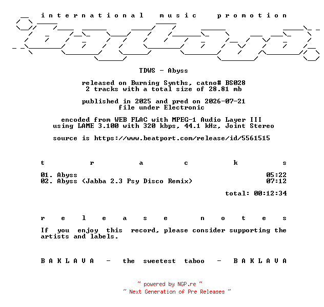 NFO for the release TDWS-Abyss-(BS028)-WEB-2025-BAKLAVA by BAKLAVA