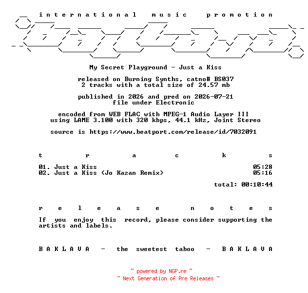 NFO for the release My_Secret_Playground-Just_A_Kiss-(BS037)-WEB-2026-BAKLAVA by BAKLAVA