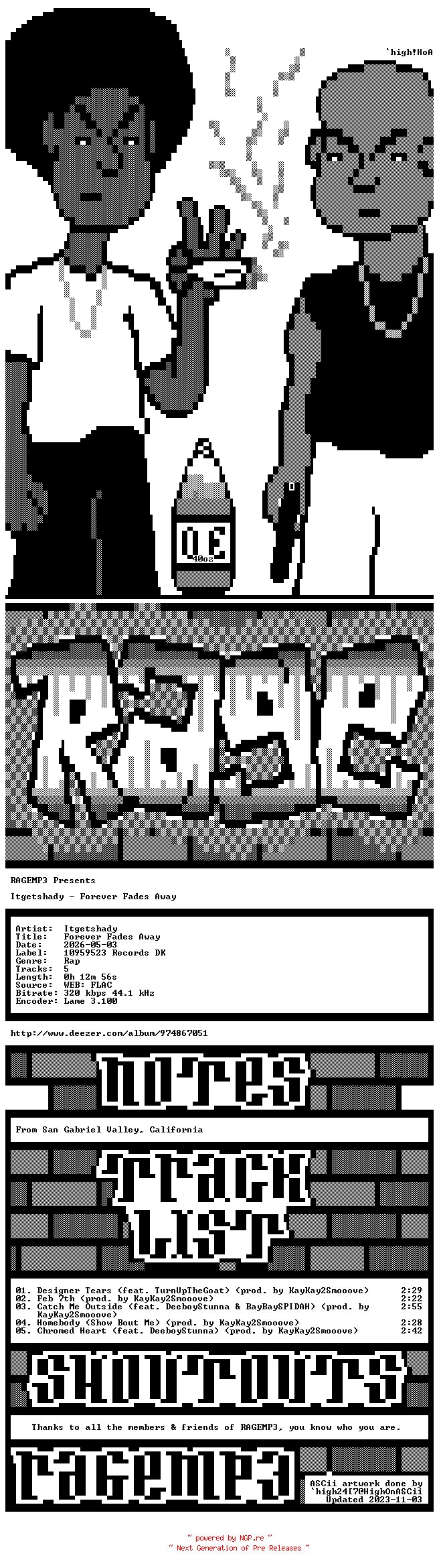 NFO for the release Itgetshady-Forever_Fades_Away-EP-WEB-2026-RAGEMP3 by RAGEMP3