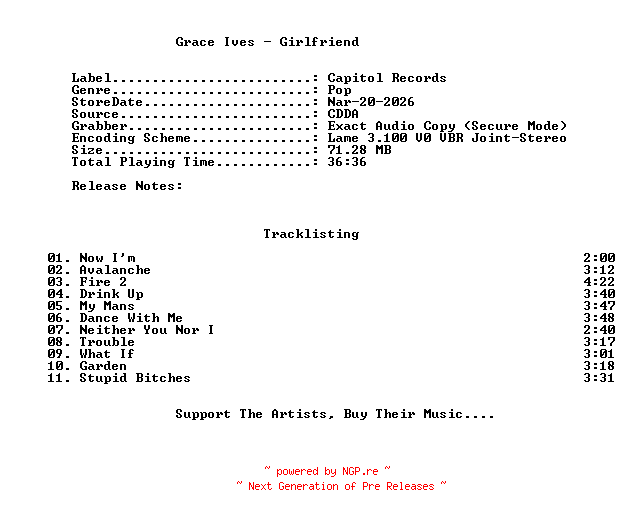 NFO for the release Grace_Ives-Girlfriend-2026-C4 by C4