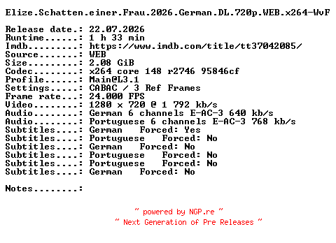 NFO for the release Elize.Schatten.einer.Frau.2026.German.DL.720p.WEB.x264-WvF by WvF