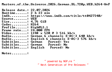 NFO for the release Masters.of.the.Universe.2026.German.DL.720p.WEB.h264-WvF by WvF