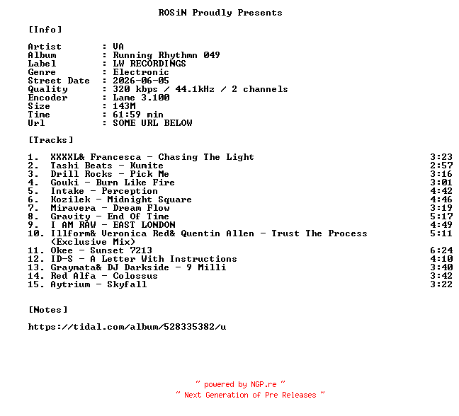NFO for the release VA-Running_Rhythmn_049-WEB-2026-ROSiN by ROSiN