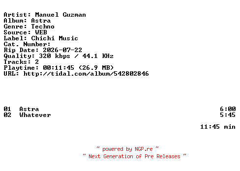 NFO for the release Manuel_Guzman-Astra-WEB-2026-ZLS by ZLS
