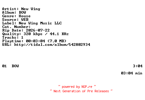NFO for the release New_Wing-BOW-SINGLE-WEB-2026-ZLS by ZLS