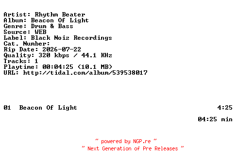 NFO for the release Rhythm_Beater-Beacon_Of_Light-SINGLE-WEB-2026-ZLS by ZLS