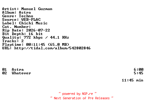 NFO for the release Manuel_Guzman-Astra-16BIT-WEB-FLAC-2026-HFC by HFC