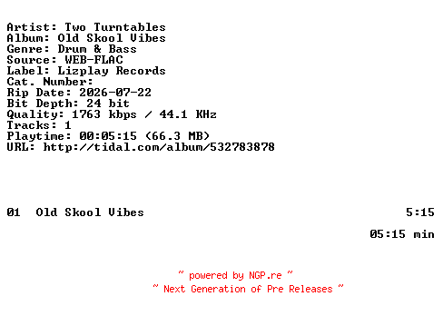NFO for the release Two_Turntables-Old_Skool_Vibes-SINGLE-24BIT-WEB-FLAC-2026-HFC by HFC