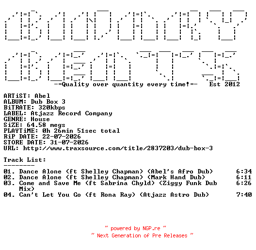 NFO for the release Abel-Dub_Box_3-(ARC278SD)-WEB-2026-BB by BB