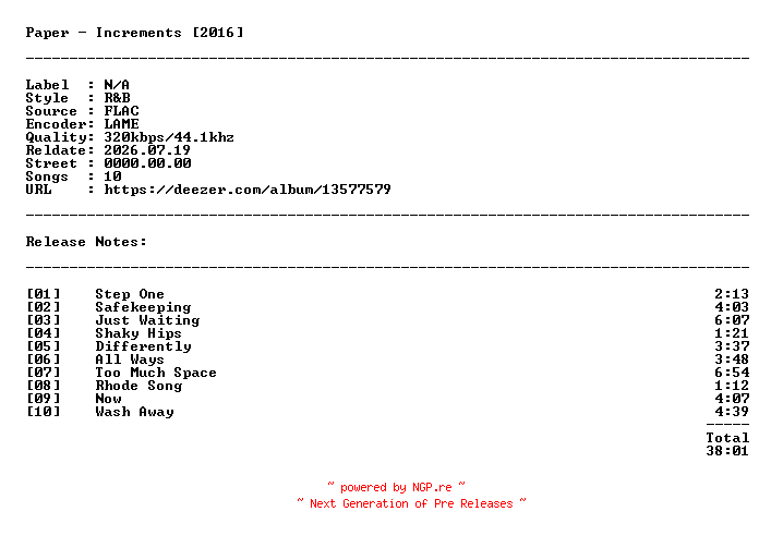 NFO for the release Paper_Void-Increments-(WEB)-2016-PAPERVOiD by PAPERVOiD