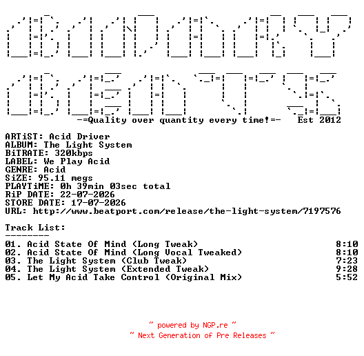 NFO for the release Acid_Driver-The_Light_System-(WPA088)-WEB-2026-BB by BB