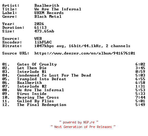 NFO for the release Baalberith-We_Are_The_Infernal-16BIT-WEB-FLAC-2026-VEXED by VEXED