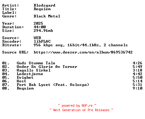 NFO for the release Blodsgard-Requiem-NO-16BIT-WEB-FLAC-2025-VEXED by VEXED