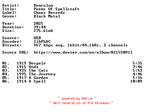 NFO for the release Draculum-Poems_Of_Spellcraft-16BIT-WEB-FLAC-2025-VEXED by VEXED