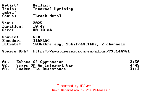 NFO for the release Hellish-Internal_Uprising-16BIT-WEB-FLAC-2025-VEXED by VEXED