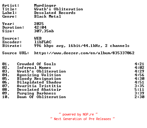 NFO for the release Myrdinger-Wraths_Obliteration-16BIT-WEB-FLAC-2025-VEXED by VEXED