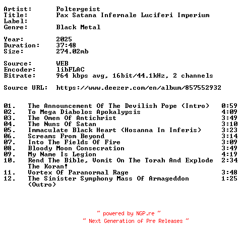 NFO for the release Poltergeist-Pax_Satana_Infernale_Luciferi_Imperium-16BIT-WEB-FLAC-2025-VEXED by VEXED