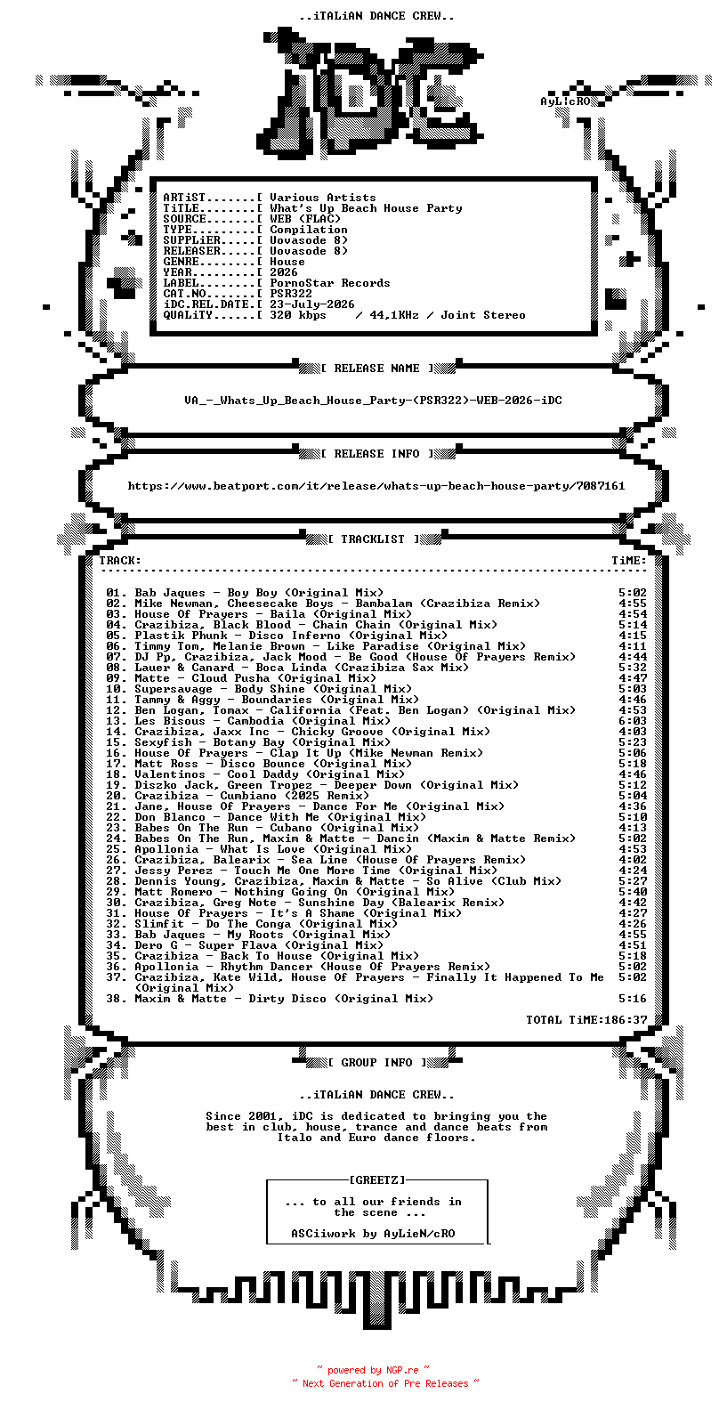 NFO for the release VA_-_Whats_Up_Beach_House_Party-(PSR322)-WEB-2026-iDC by iDC
