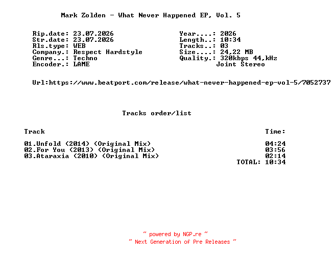 NFO for the release Mark_Zolden_-_What_Never_Happened_EP_Vol._5-(RESPECTHARDSTYLE036)-WEB-2026-FMC by FMC