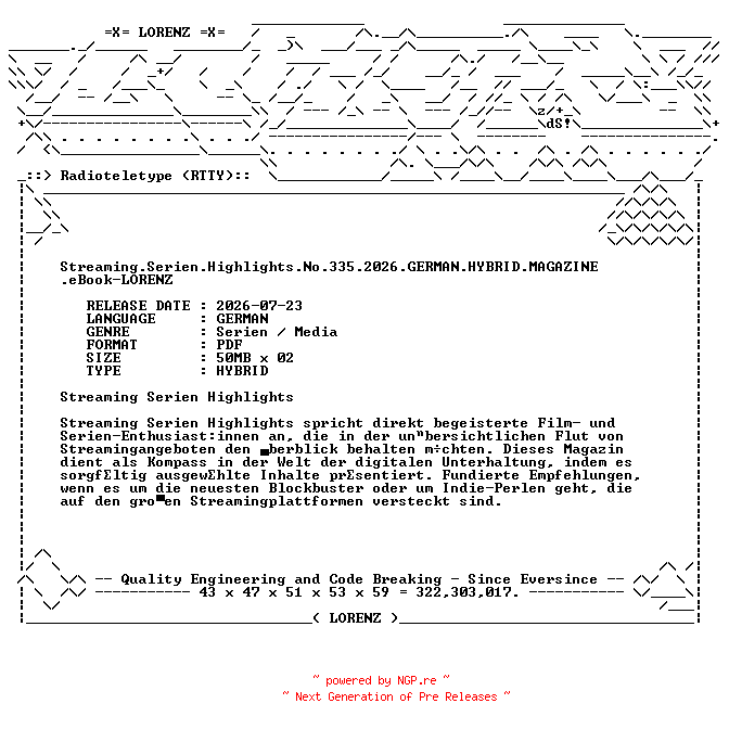 NFO for the release Streaming.Serien.Highlights.No.335.2026.GERMAN.HYBRID.MAGAZINE.eBook-LORENZ by LORENZ