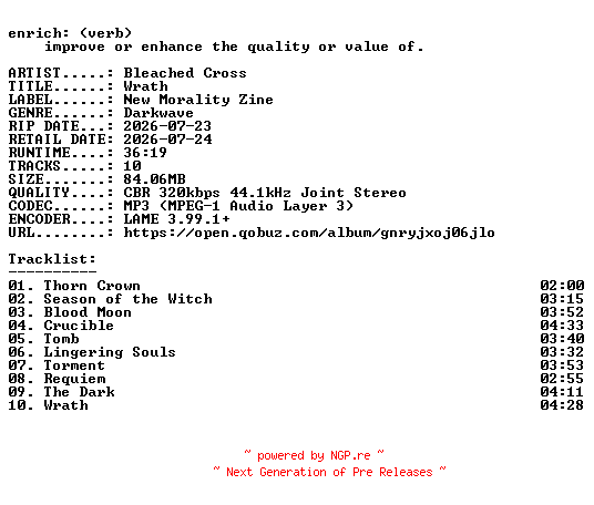 NFO for the release Bleached_Cross-Wrath-WEB-2026-ENRiCH by ENRiCH