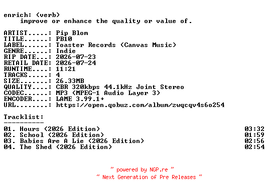 NFO for the release Pip_Blom-PB10-EP-WEB-2026-ENRiCH by ENRiCH