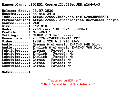 NFO for the release Ransom.Canyon.S02E02.German.DL.720p.WEB.x264-WvF by WvF
