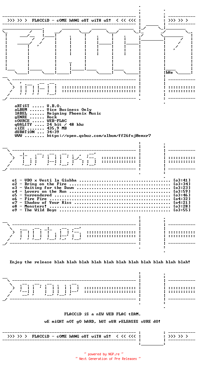 NFO for the release V.B.O.-Vice_Business_Only-24BIT-48KHZ-WEB-FLAC-2026-FLACCiD by FLACCiD