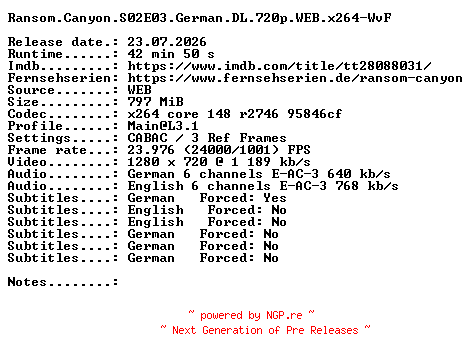 NFO for the release Ransom.Canyon.S02E03.German.DL.720p.WEB.x264-WvF by WvF