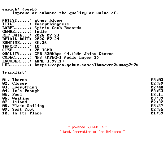 NFO for the release atmos_bloom-Everythingness-WEB-2026-ENRiCH by ENRiCH