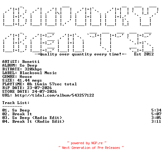 NFO for the release Bonetti-So_Deep-(BSM293)-WEB-2026-BB by BB