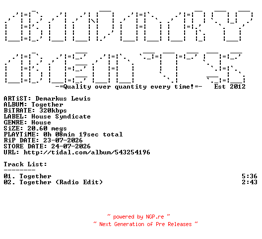 NFO for the release Demarkus_Lewis-Together-(HS025)-WEB-2026-BB by BB