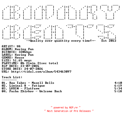NFO for the release VA-Having_Fun-(HFV1)-WEB-2026-BB by BB