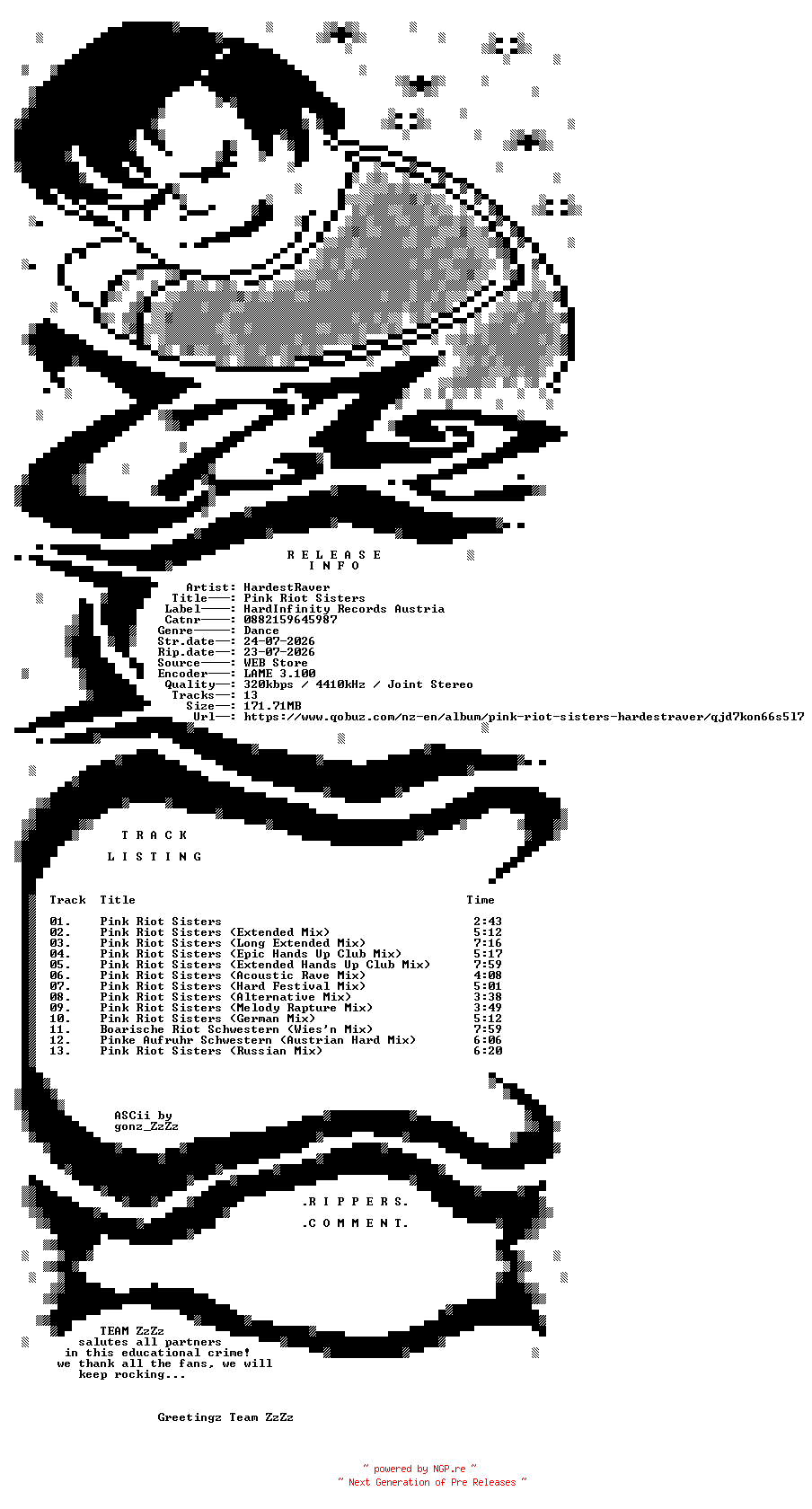 NFO for the release HardestRaver_-_Pink_Riot_Sisters-(0882159645987)-WEB-2026-ZzZz by ZzZz