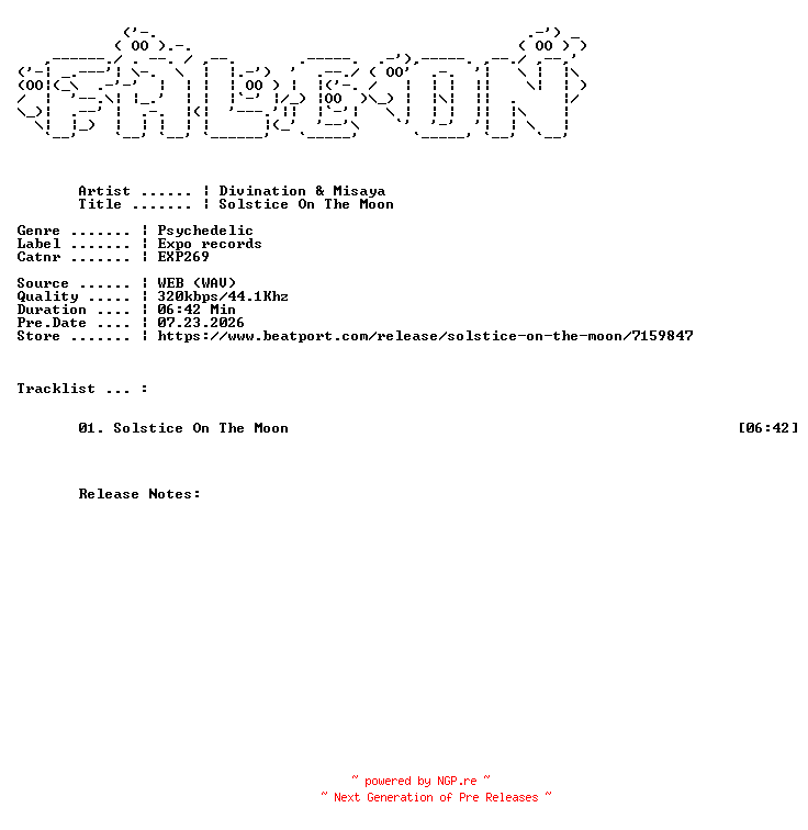 NFO for the release Divination_And_Misaya-Solstice_On_The_Moon-(EXP269)-SINGLE-WEB-2026-FALCON by FALCON
