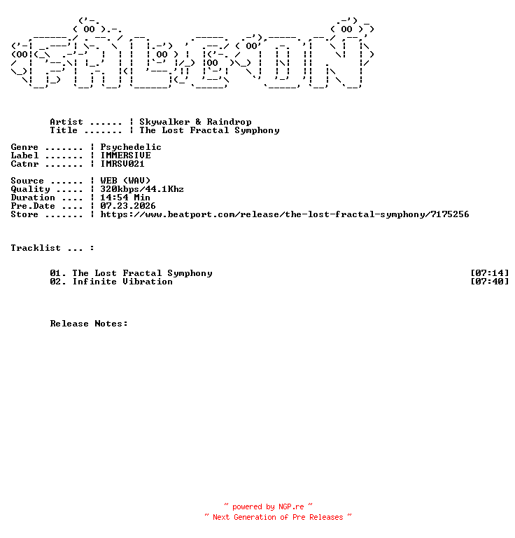 NFO for the release Skywalker_And_Raindrop-The_Lost_Fractal_Symphony-(IMRSV021)-WEB-2026-FALCON by FALCON