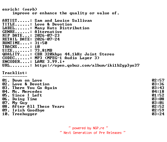 NFO for the release Sam_and_Louise_Sullivan-Love_and_Devotion-WEB-2026-ENRiCH by ENRiCH