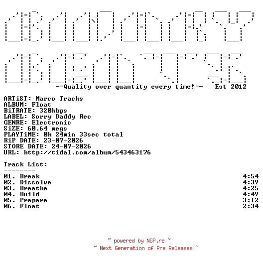 NFO for the release Marco_Tracks-Float-(SRRDD031)-WEB-2026-BB by BB
